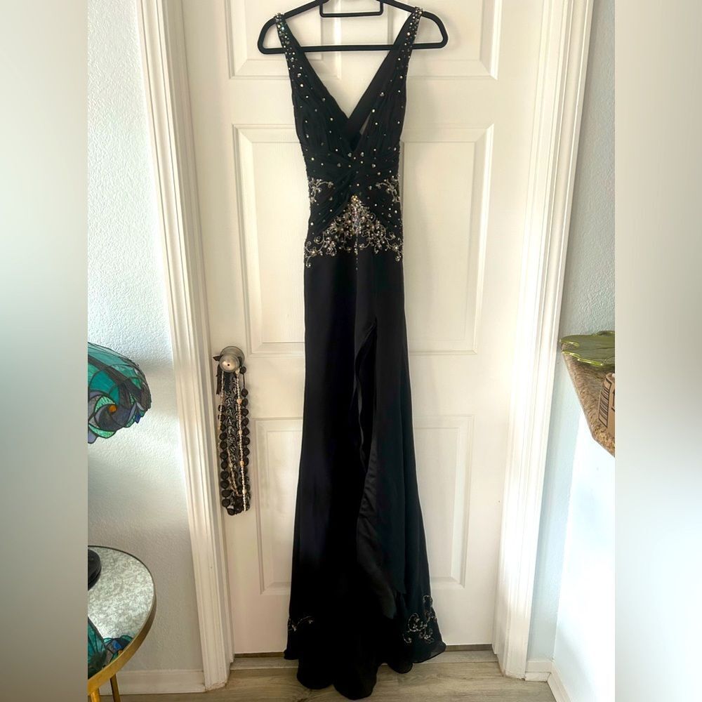 The Crown Collection Pageant Prom Formal Dress Crystal Beading Embroidery Slit